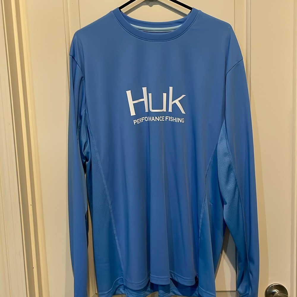 HUK Men's Icon X Long Sleeve Fishing Shirt, size XL, Blue